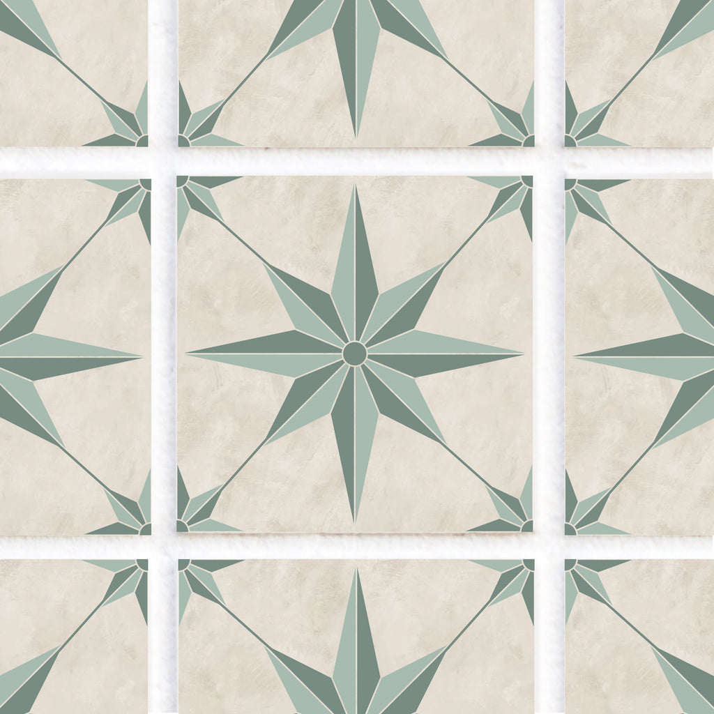 SARAH HOLDEN Tile Stickers Sage Greeen Astral Tile Sticker - Star Pattern - TS-005-05