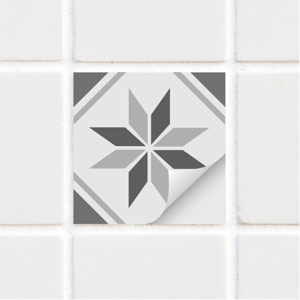 SARAH HOLDEN Tile Stickers Tile Sticker - Grey Star Pattern - TS-005-06