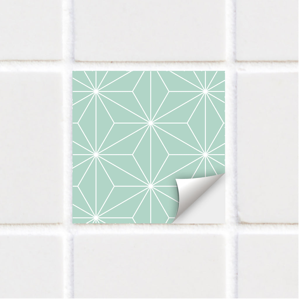 Green Geometric Tile Sticker - Star Pattern - TS-005-11