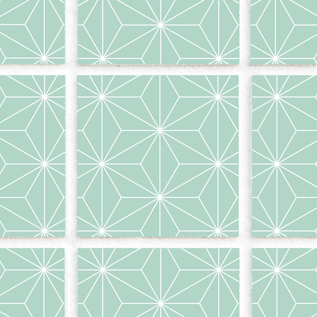 Green Geometric Tile Sticker - Star Pattern - TS-005-11