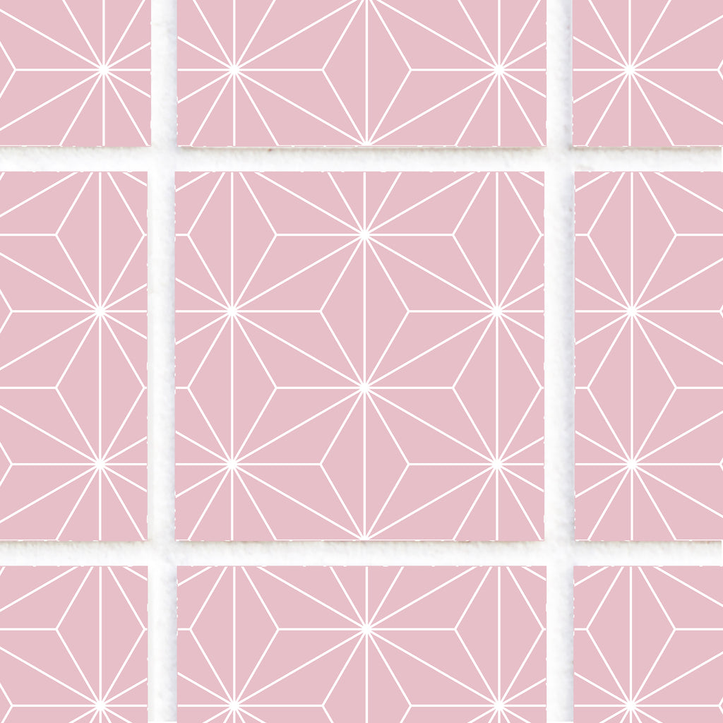 Pink Geometric Tile Sticker - Star Pattern - TS-005-12