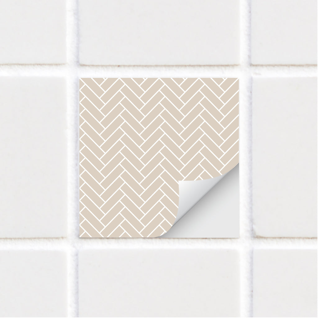 Tile Stickers - Beige Herringbone - TS-003-44