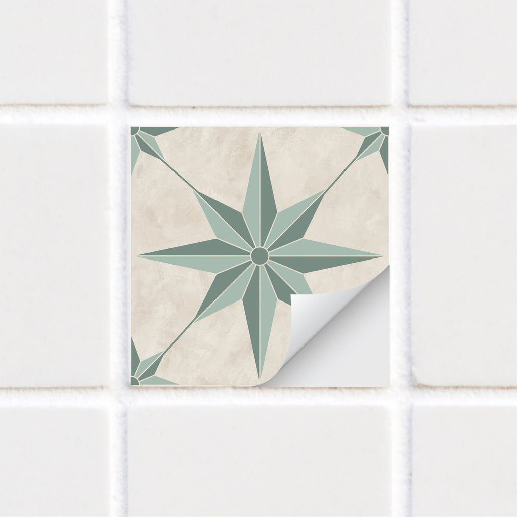 SARAH HOLDEN Tile Stickers Sage Greeen Astral Tile Sticker - Star Pattern - TS-005-05