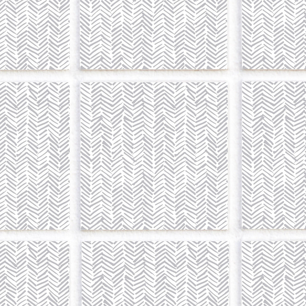 SARAH HOLDEN Tile Stickers Tile Stickers - Grey Herringbone - TS-003-27 Luxury Tile Stickers - Herringbone - Bespoke Designs