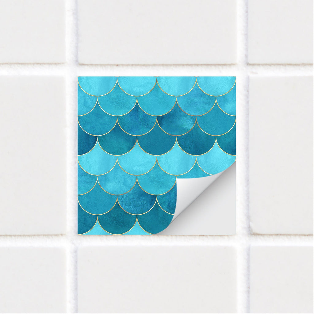 SARAH HOLDEN Tile Stickers Tile Stickers - Mermaid Scale Print - TS-003-36 Luxury Tile Stickers - Mermaid Scale Design - Bespoke Designs