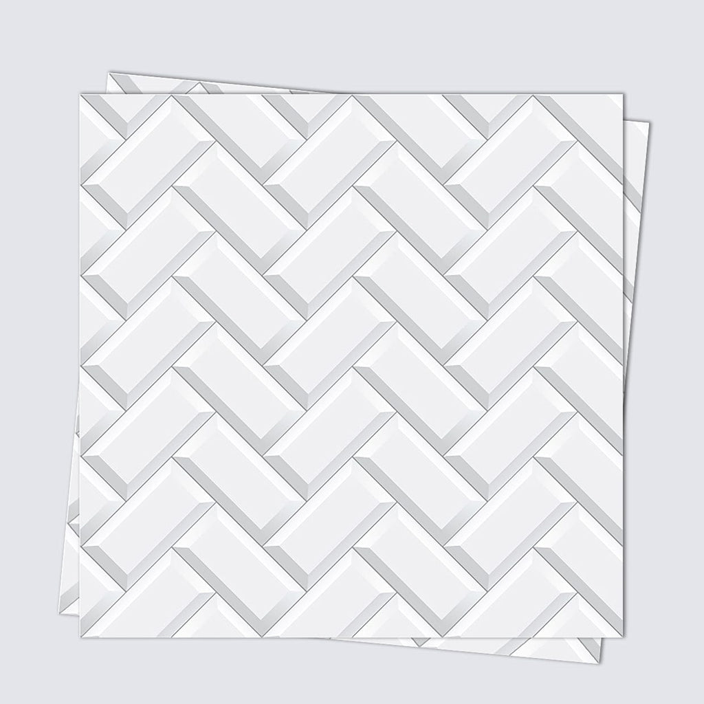 SARAH HOLDEN Tile Stickers Tile Stickers - White Herringbone - TS-003-18 Luxury Tile Stickers - Herringbone - Bespoke Designs